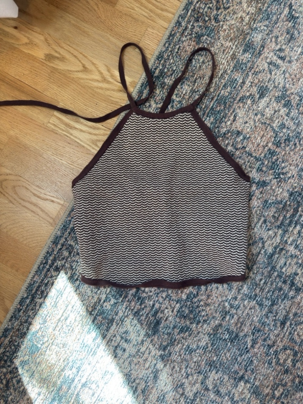 Abercrombie Woven Chevron Halter Crop Top - Brown/White